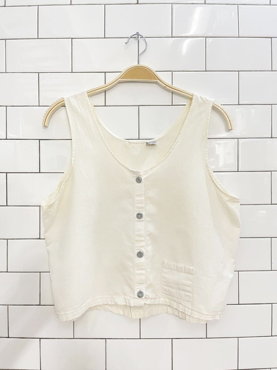 vintage minimal pocket boxy crop tank - good market thrift store