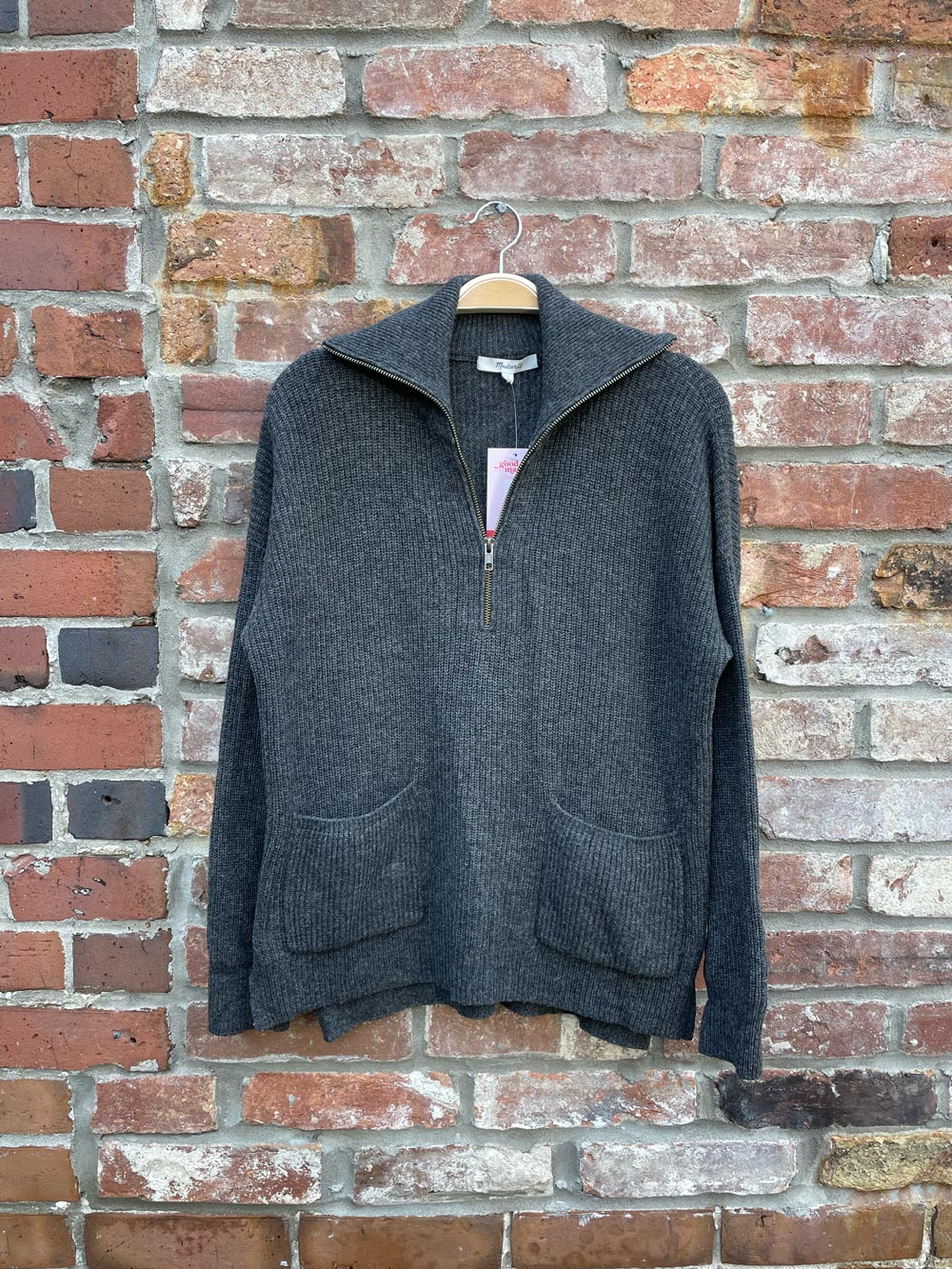 madewell glenbrook 1/2 zip merino wool sweater