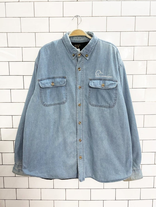 vintage 90s amanati fleece - lined denim shirt jacket - good market thrift store