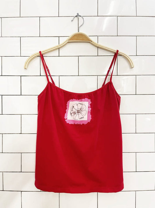 y2k hue flower graphic shelf bra tank - good market thrift store