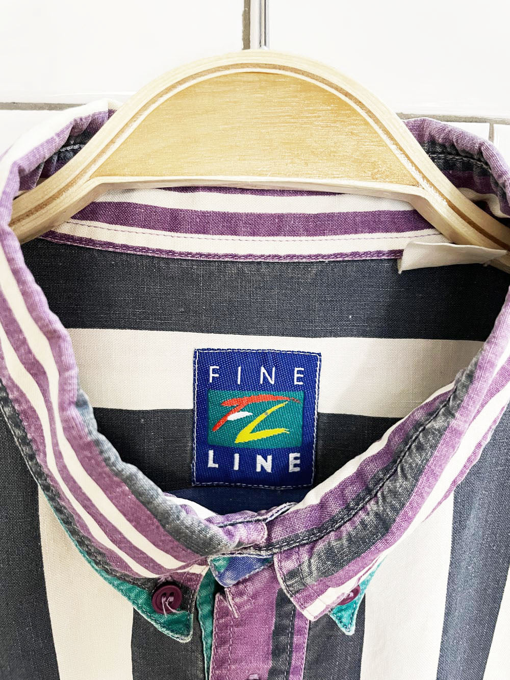 vintage 90s fine line striped crop boxy full button shirt | rework