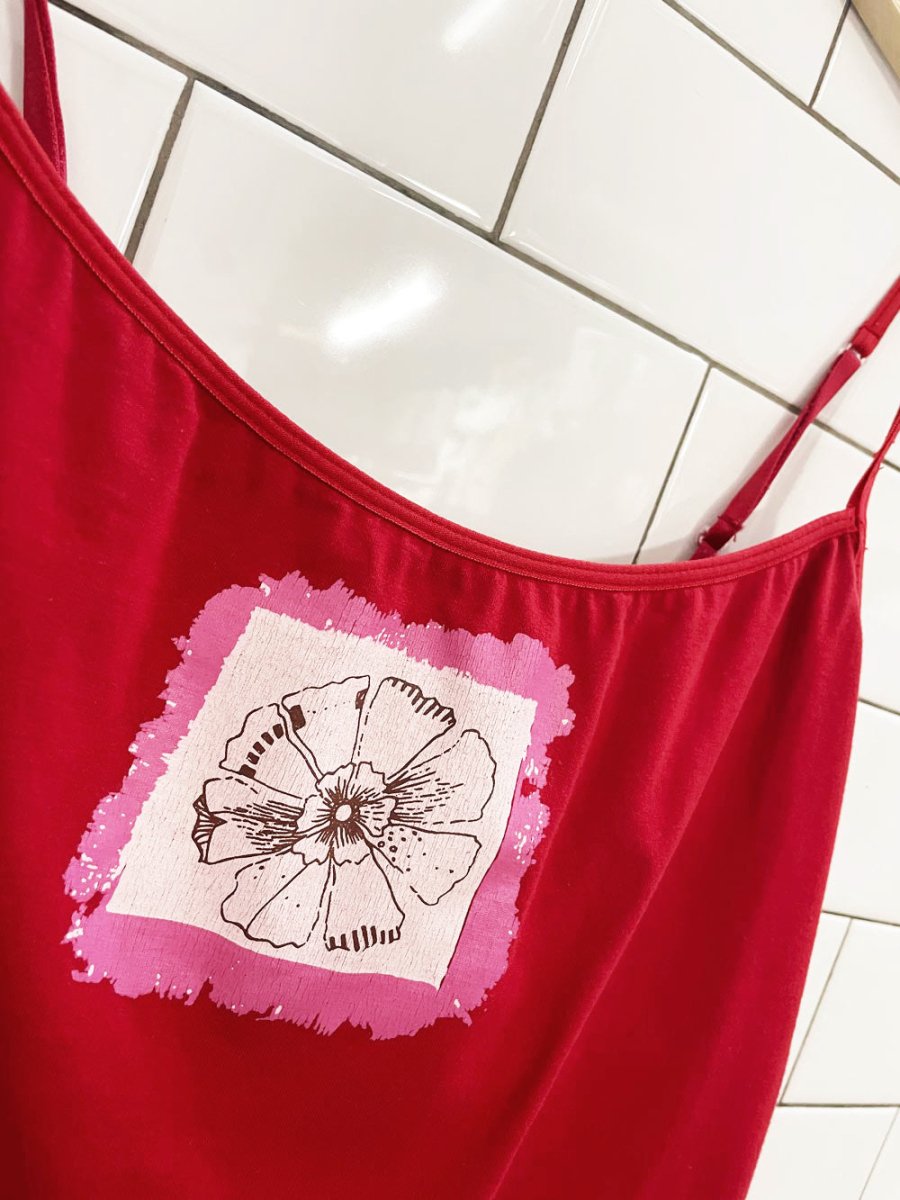 y2k hue flower graphic shelf bra tank - good market thrift store