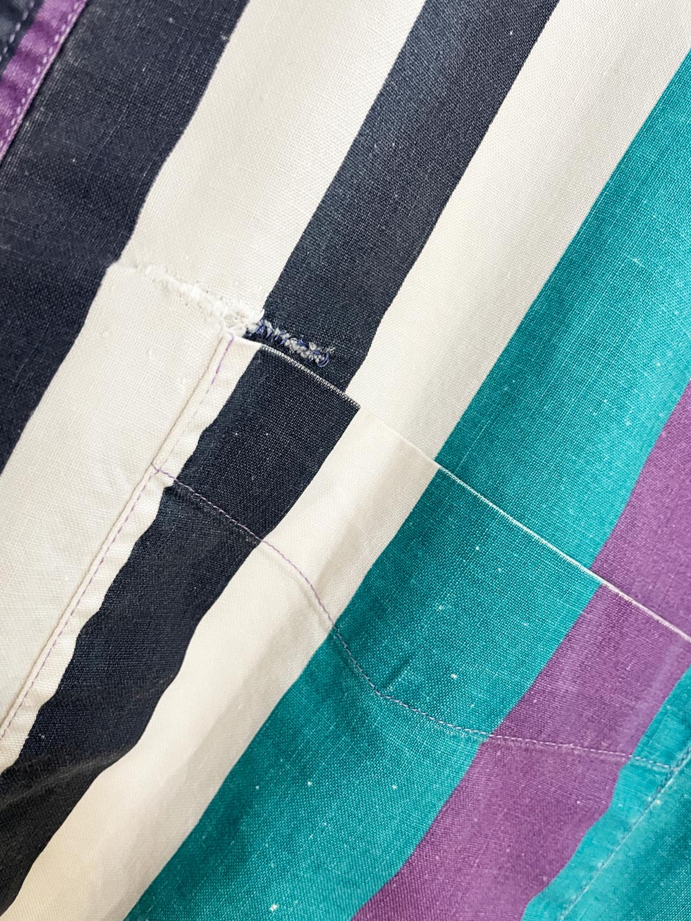 vintage 90s fine line striped crop boxy full button shirt | rework