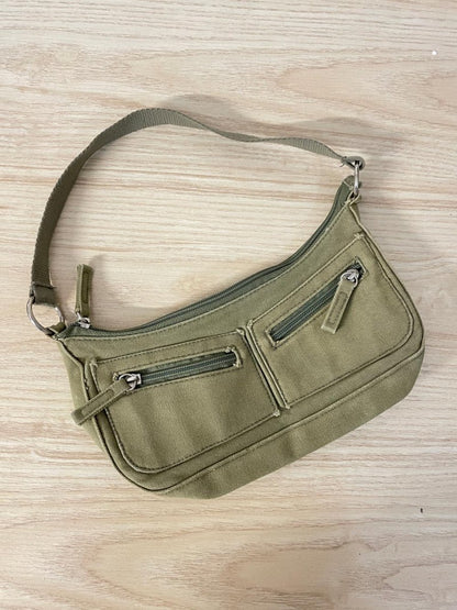 y2k green twill mini shoulder bag - good market thrift store