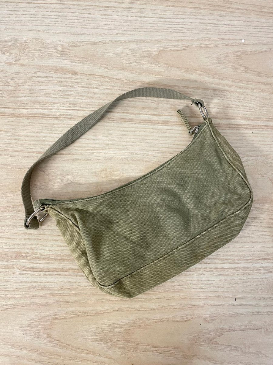 y2k green twill mini shoulder bag - good market thrift store