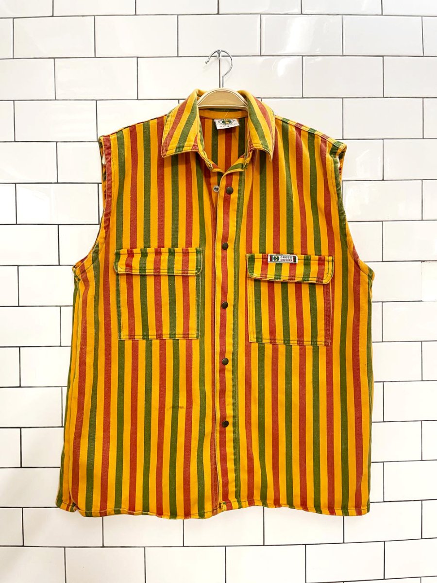 vintage 90s cross colours denim sleeveless shirt - good market thrift store