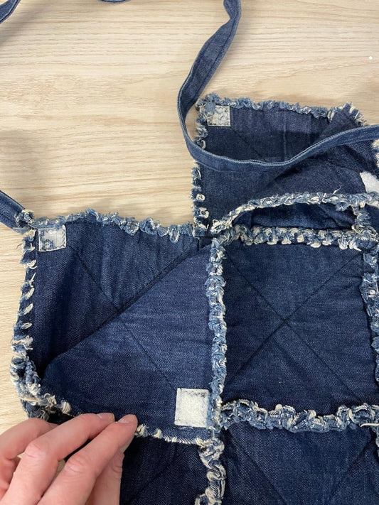 handmade quilted denim shoulder tote - good market thrift store