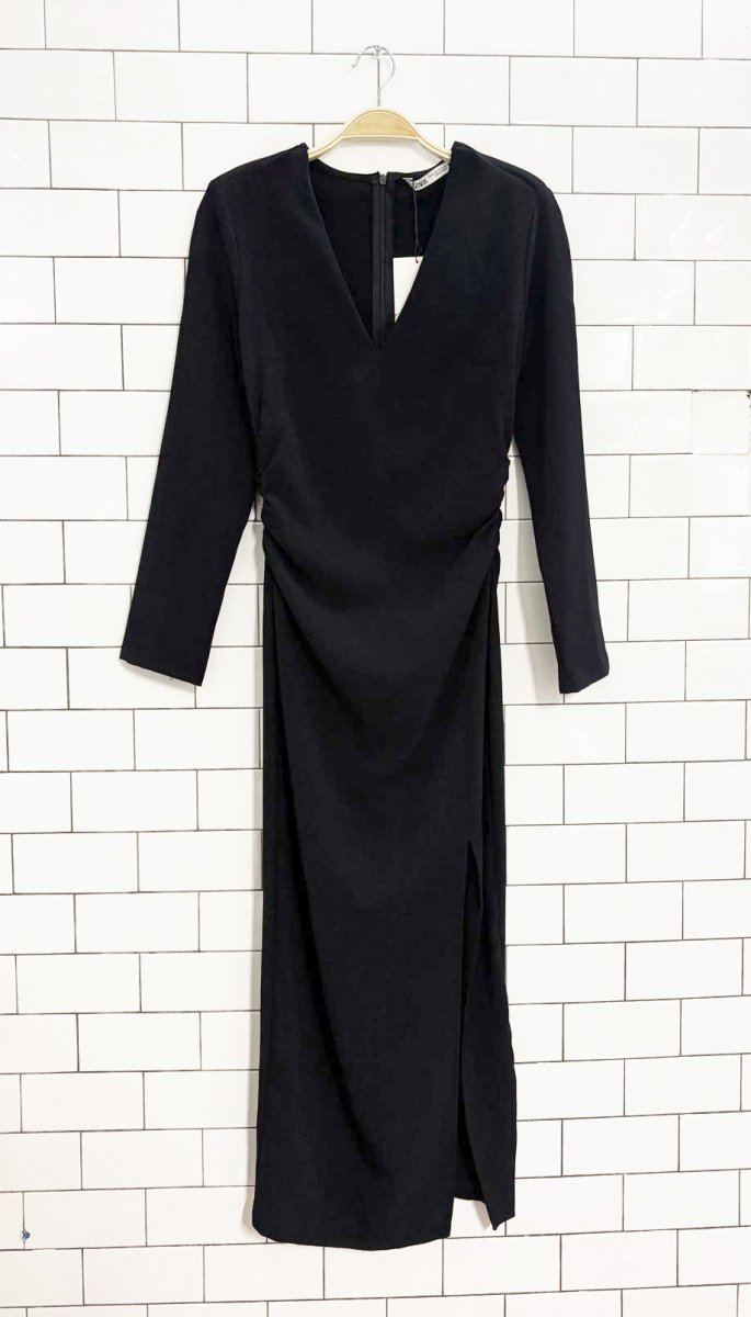 nwt zara ruched waist midi dress - good market thrift store