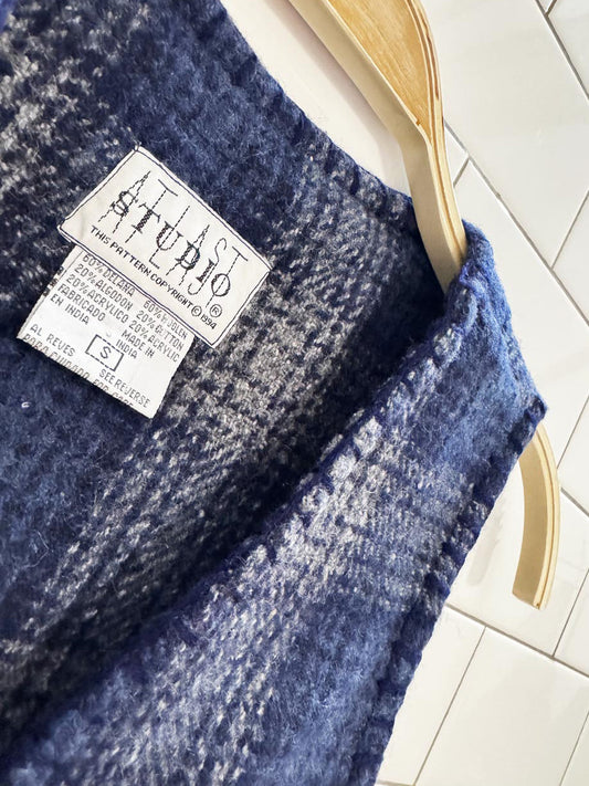 vintage at last studio wool-blend plaid vest | made in india