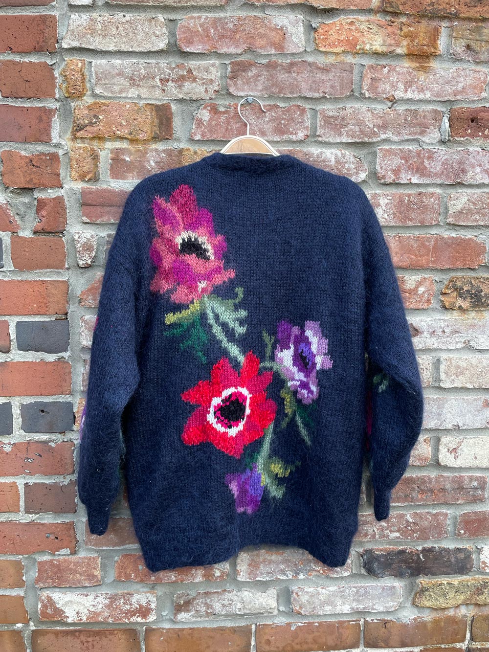 vintage 90s susan bristol mohair floral knit sweater jacket