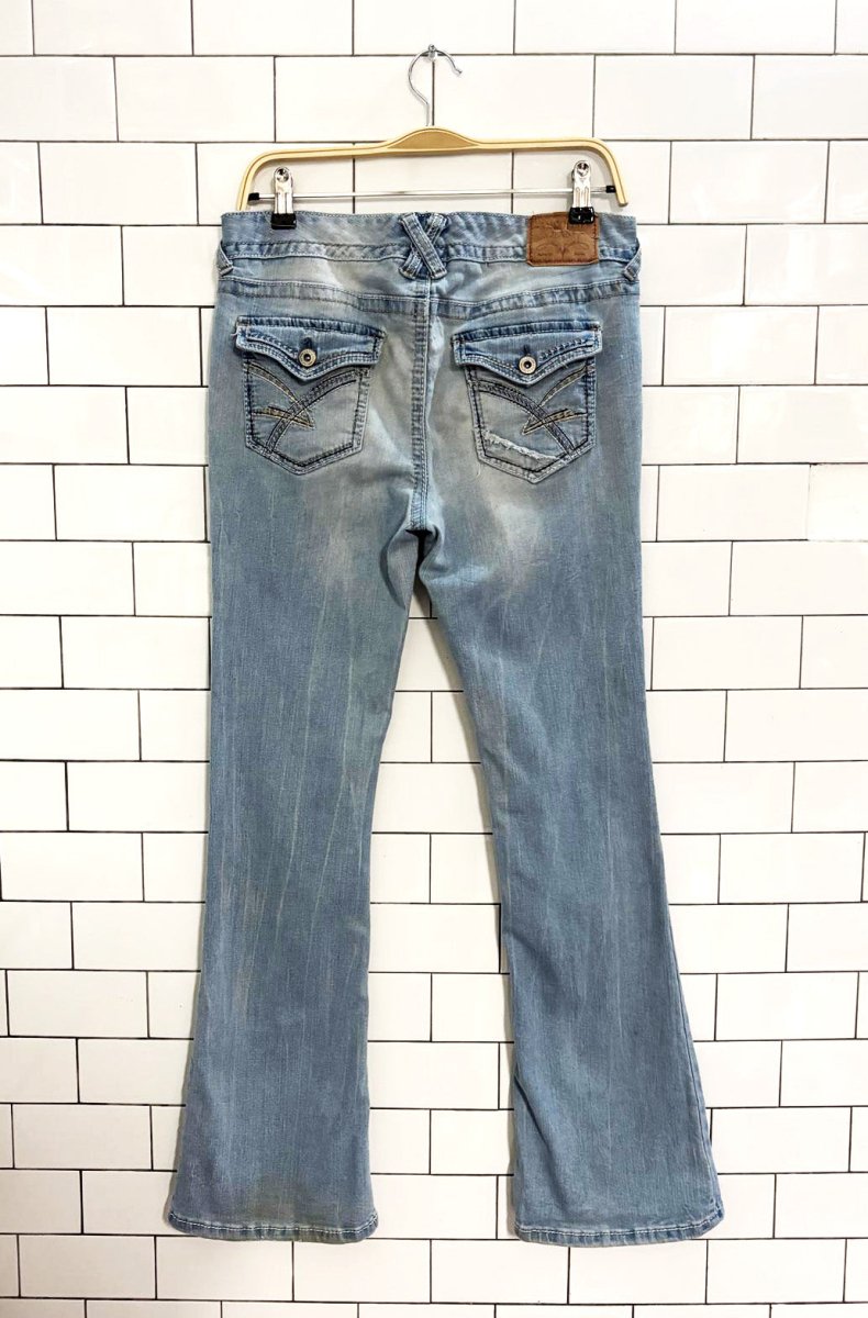 y2k amethyst low rise flare leg stretch jeans - good market thrift store