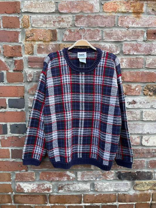 vintage NR cottagecore plaid knit crew