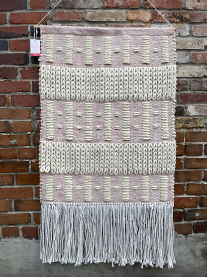 boho pink woven xl wall hanging