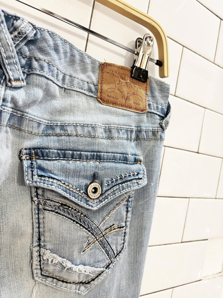 y2k amethyst low rise flare leg stretch jeans - good market thrift store