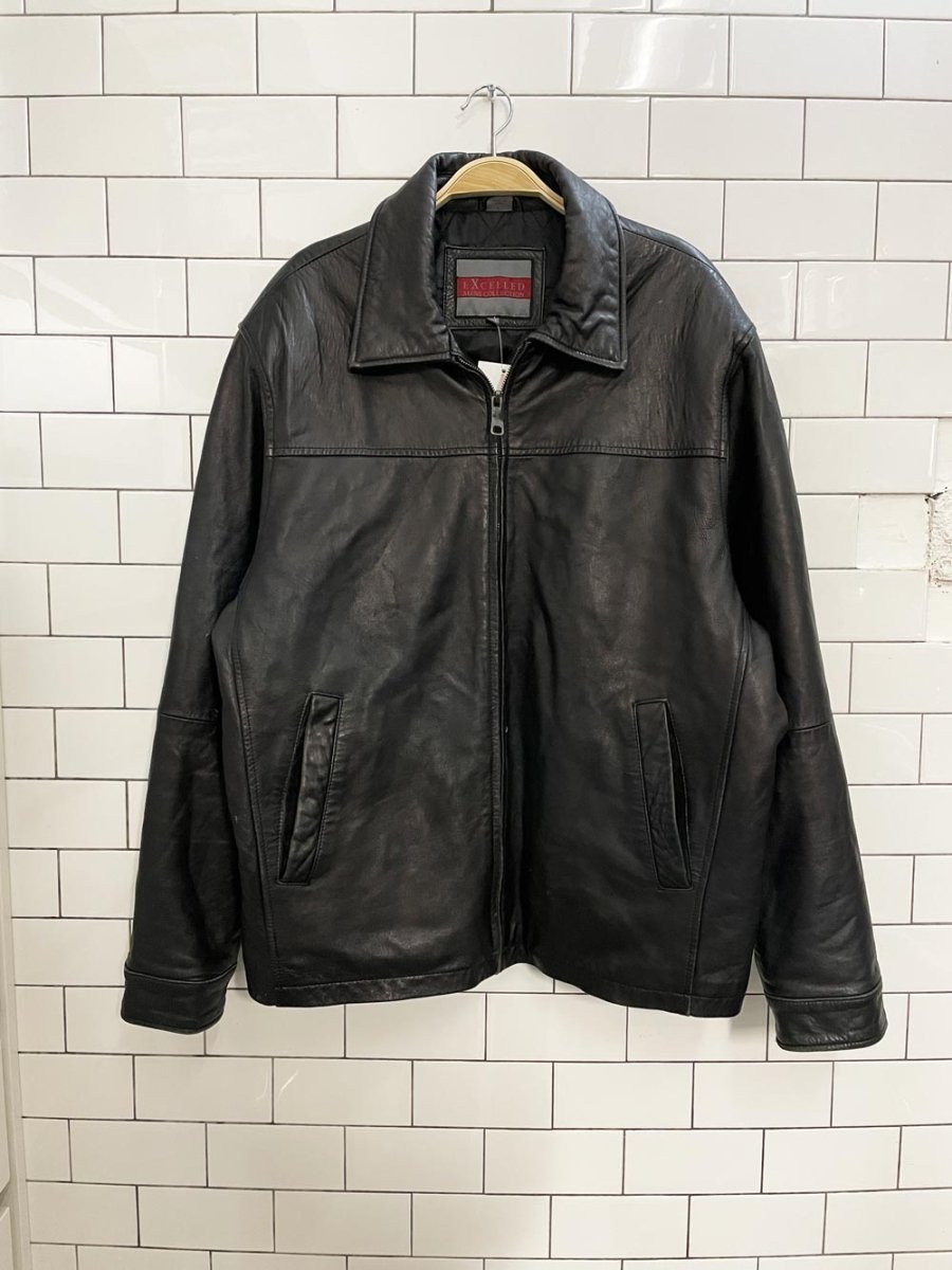 vintage 00s butter leather minimal zip lined jacket - good market thrift store
