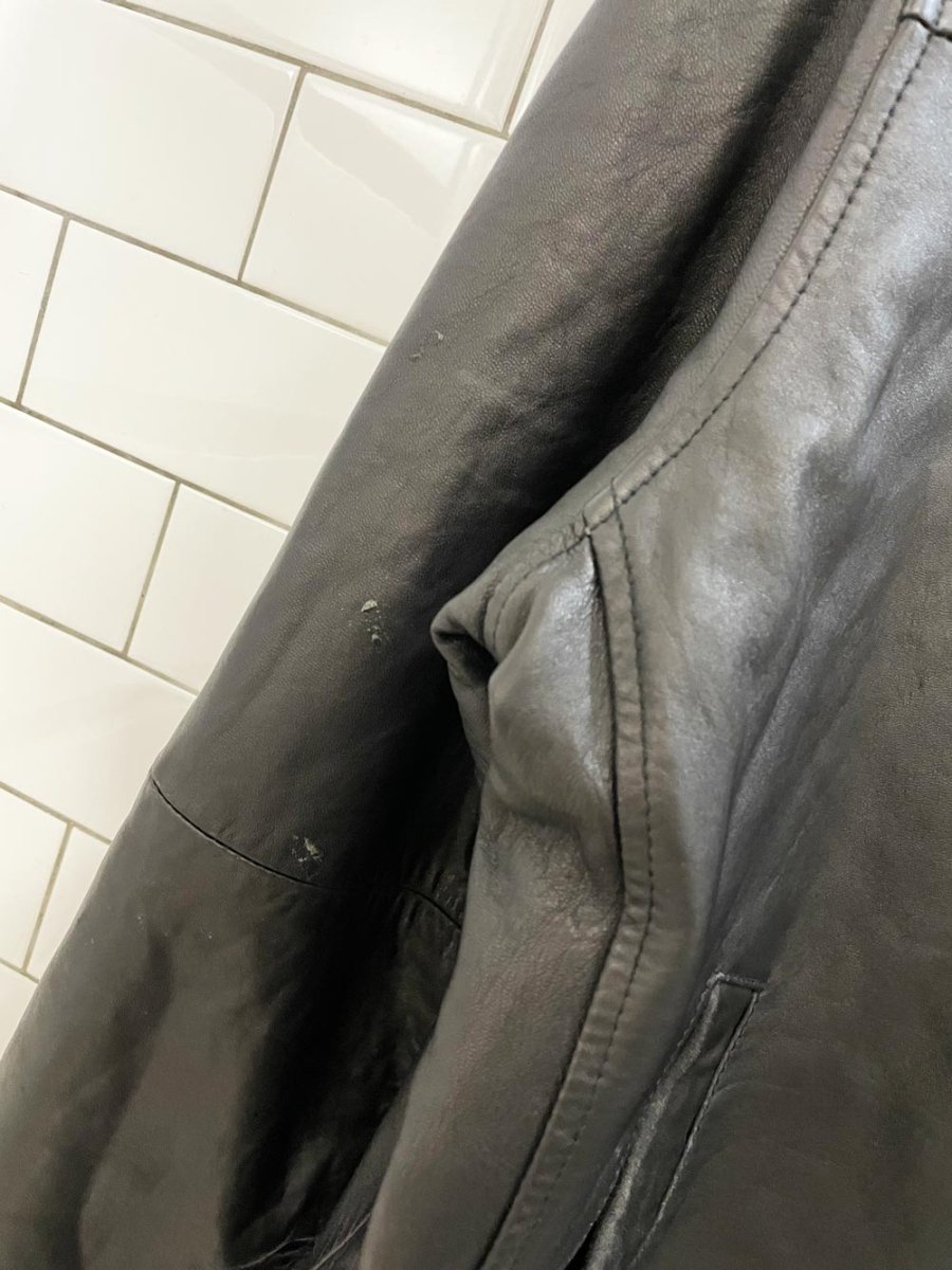 vintage 00s butter leather minimal zip lined jacket - good market thrift store