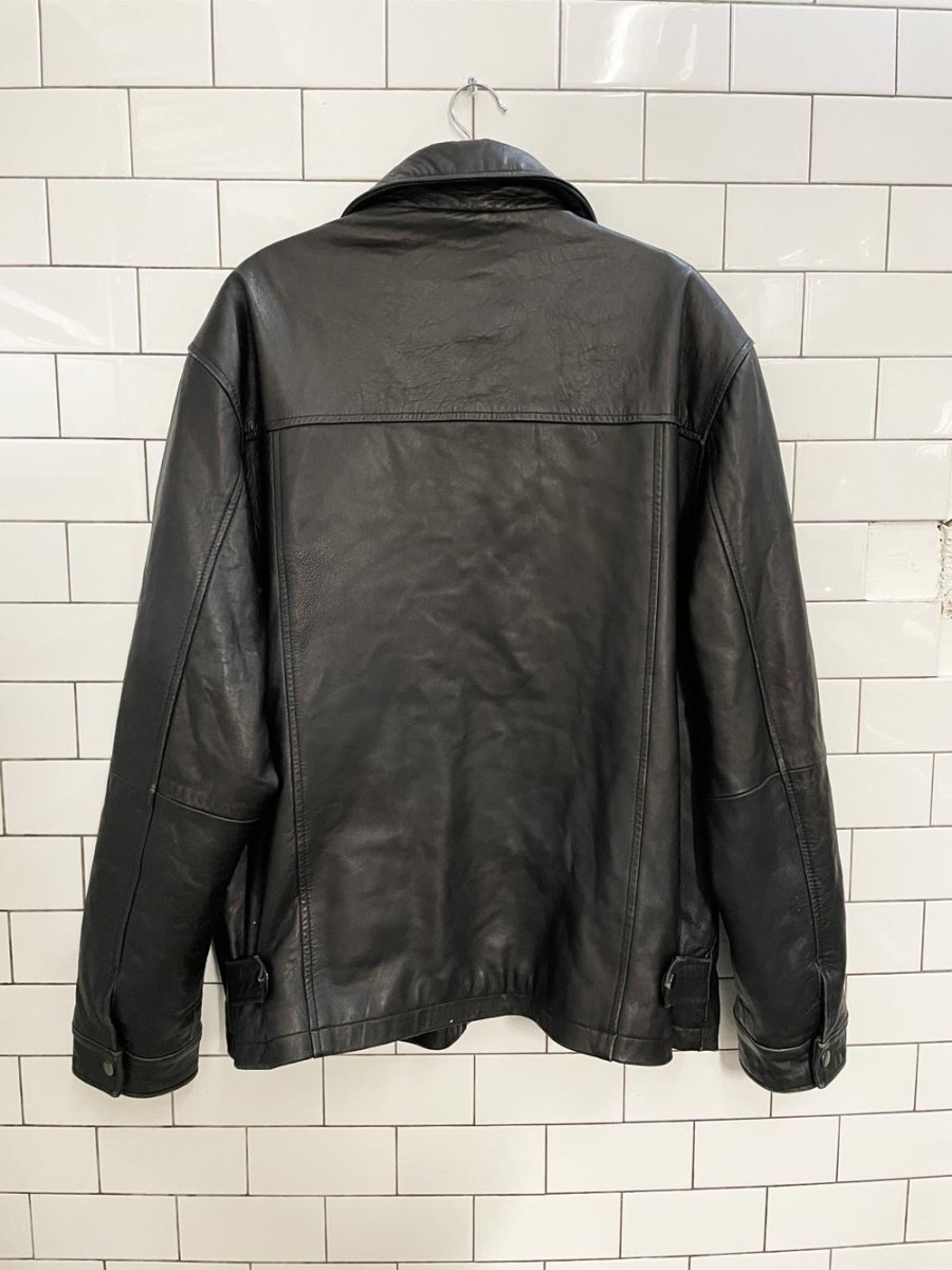 vintage 00s butter leather minimal zip lined jacket - good market thrift store