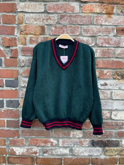 vintage jaeger 100% wool tennis v-neck sweater