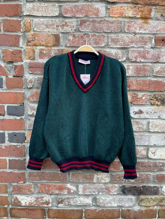 vintage jaeger 100% wool tennis v-neck sweater