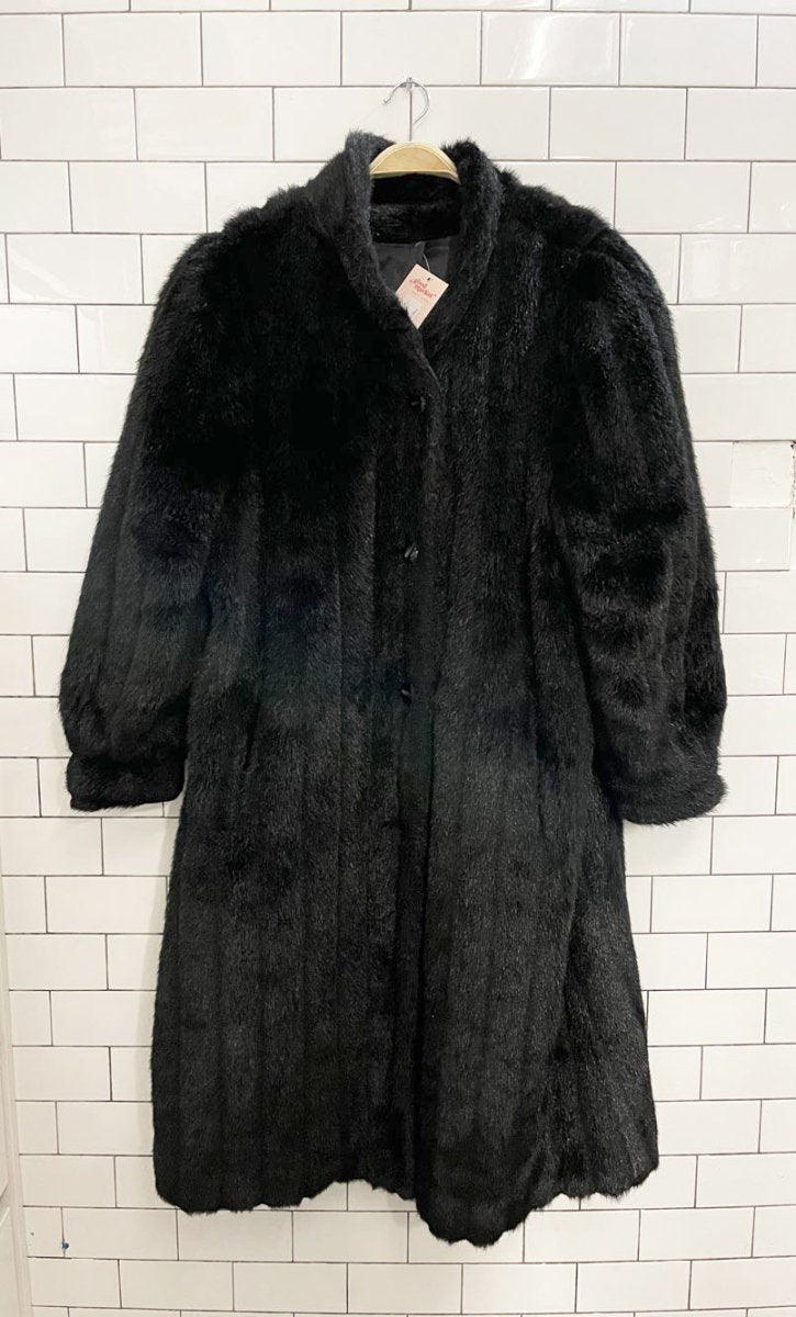 vintage 80s image faux fur long coat - good market thrift store