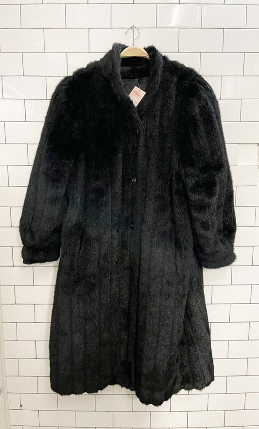vintage 80s image faux fur long coat - good market thrift store