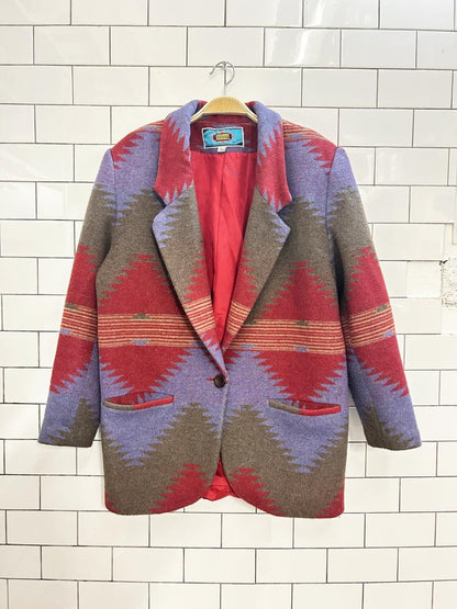 vintage 80s maurizio ramani wool - blend serape blanket jacket - good market thrift store