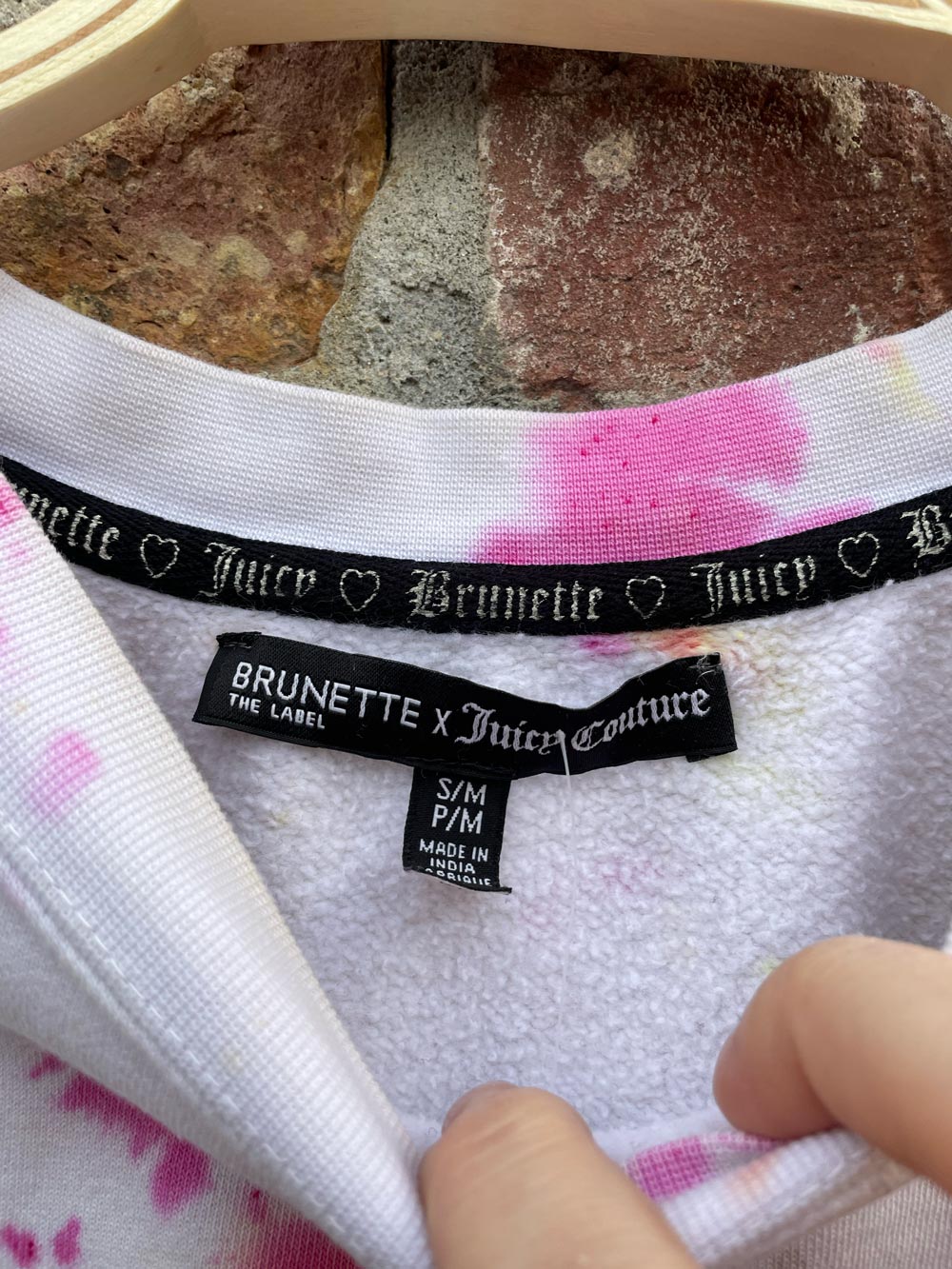 brunette the label x juicy blonde tie dye crop sweatshirt