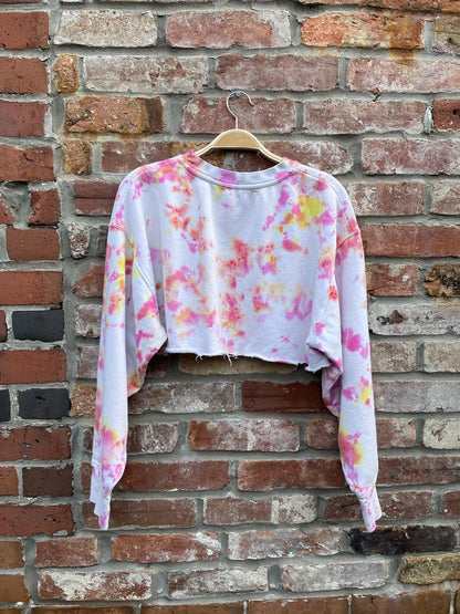 brunette the label x juicy blonde tie dye crop sweatshirt