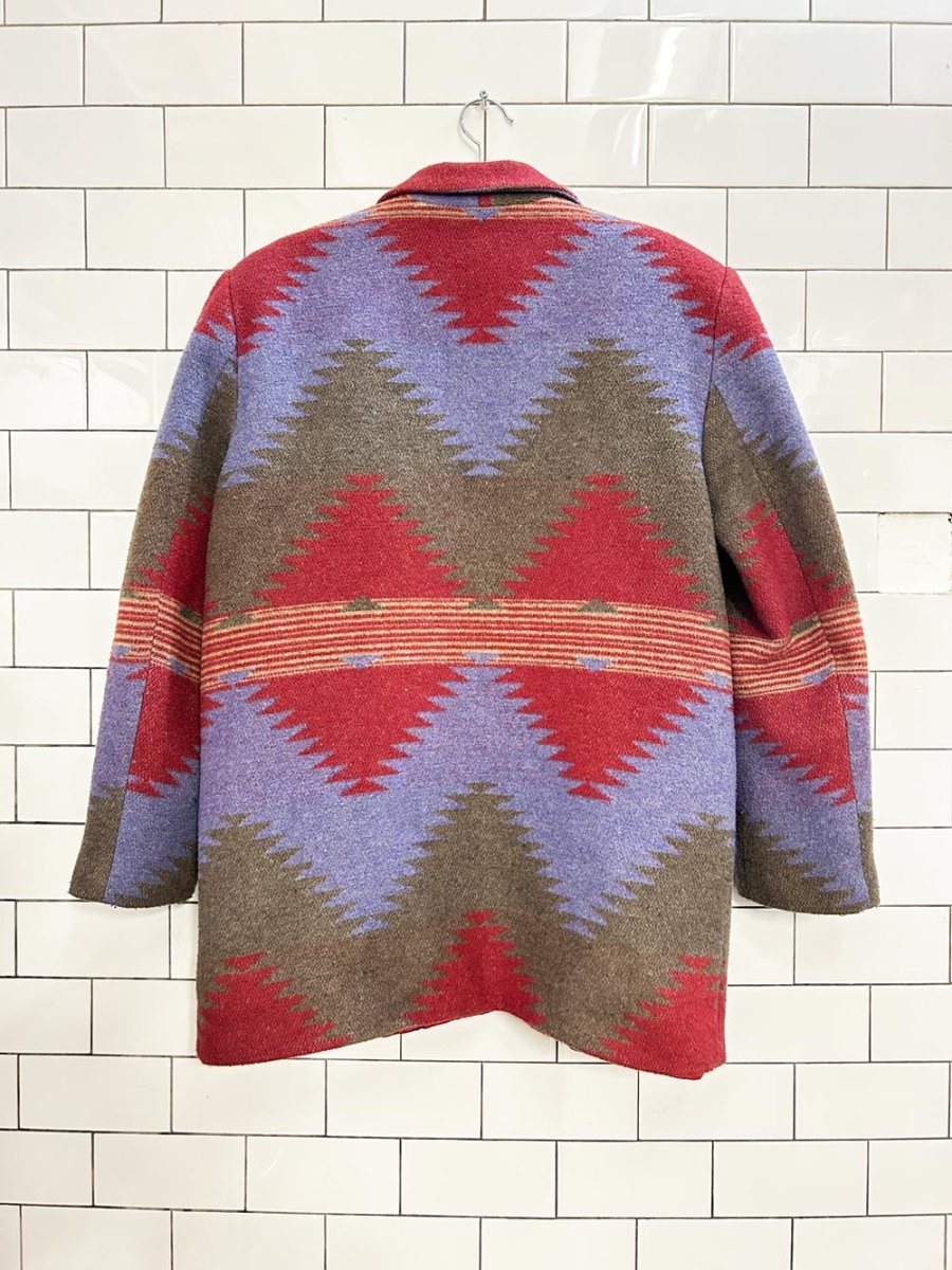 vintage 80s maurizio ramani wool - blend serape blanket jacket - good market thrift store