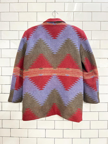 vintage 80s maurizio ramani wool - blend serape blanket jacket - good market thrift store