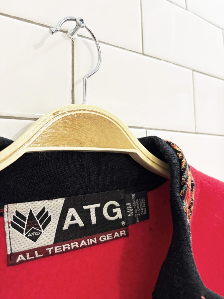 vintage 90s ATG 3d knit cuff fleece 1/4 zip sunflower pullover | all terrain gear - good market thrift store