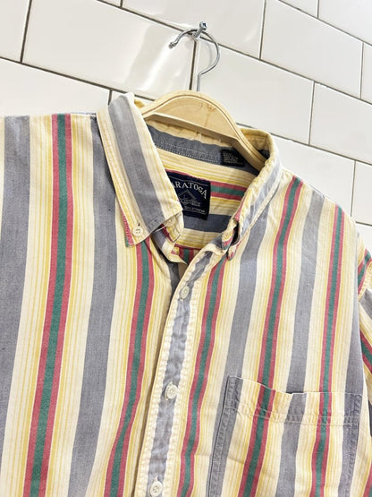vintage 90s saratoga oversized striped cotton shirt - good market thrift store