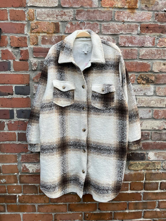 joie longline wool-blend shirt jacket