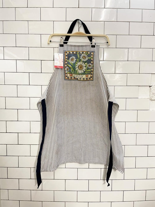 vintage 00s striped denim daisy apron - good market thrift store