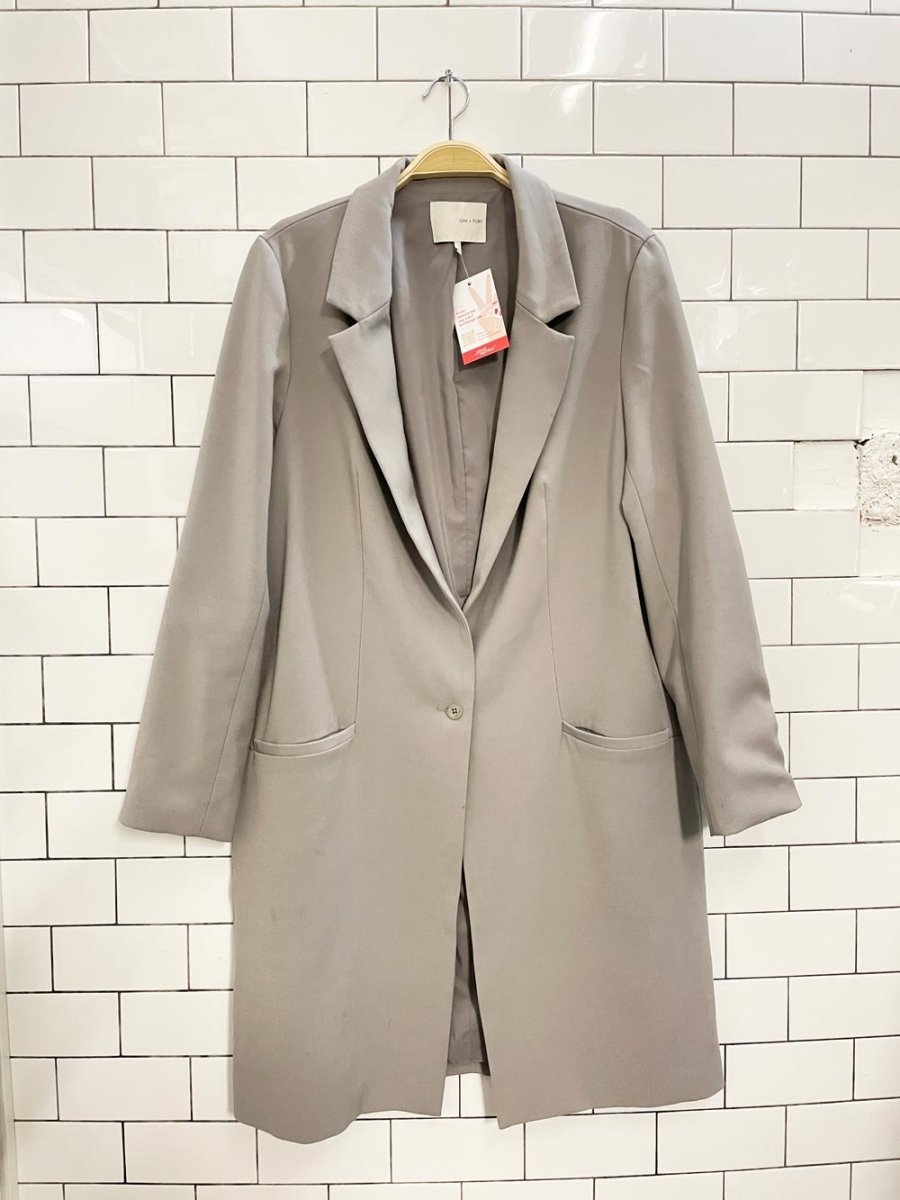 oak + fort single button long blazer jacket - good market thrift store