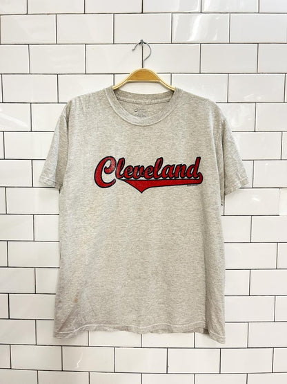 cleveland faded baseball script tee - good market thrift store