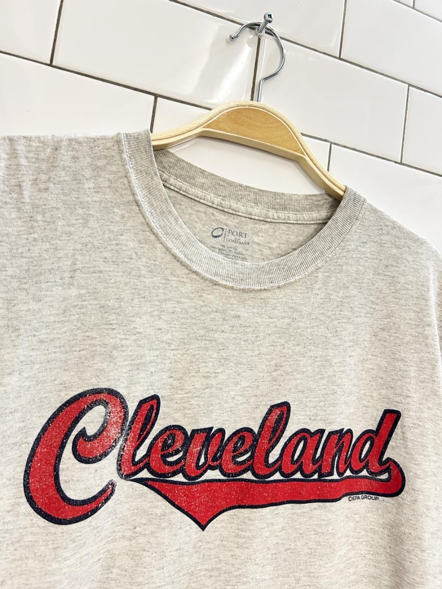 cleveland faded baseball script tee - good market thrift store