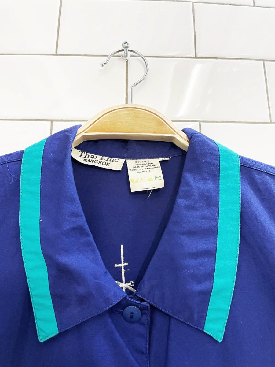 vintage 80s thai cruise ship patchwork shirt - good market thrift store