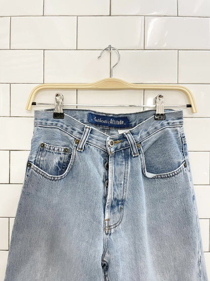 vintage 90s authentic attitude boys cut patched jeans - good market thrift store