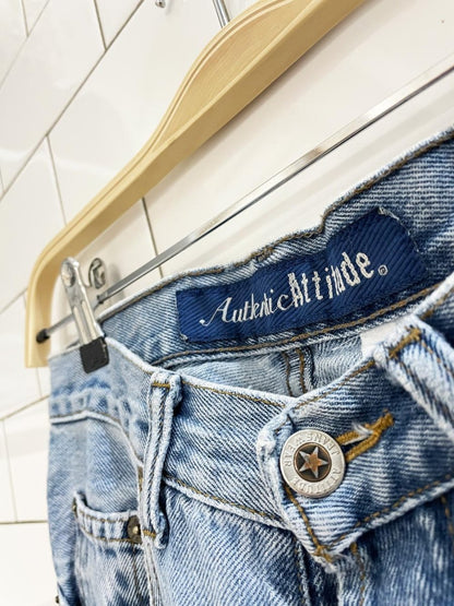 vintage 90s authentic attitude boys cut patched jeans - good market thrift store