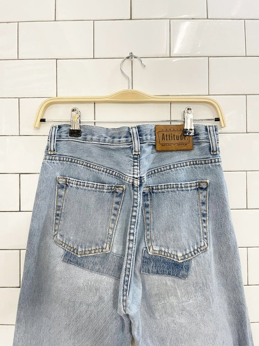vintage 90s authentic attitude boys cut patched jeans - good market thrift store