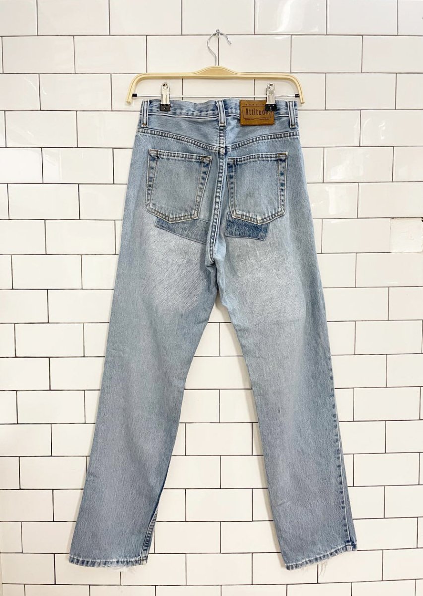 vintage 90s authentic attitude boys cut patched jeans - good market thrift store