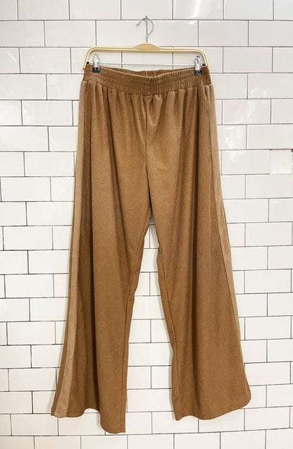 chunky soft cord double stripe wide leg track pant - good market thrift store