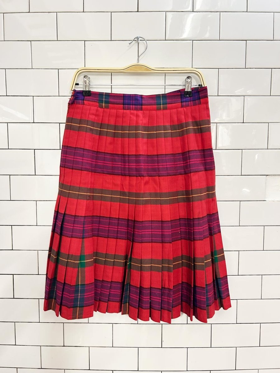 vintage 90s peter nygard wool tartan pleated skirt - good market thrift store