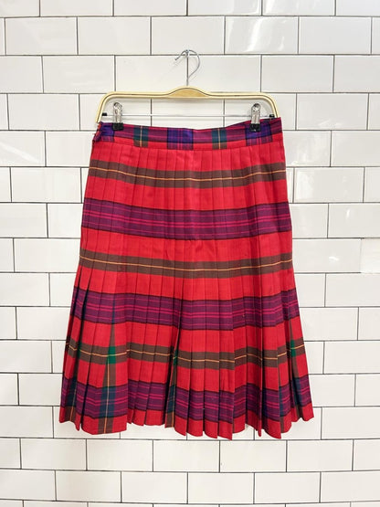vintage 90s peter nygard wool tartan pleated skirt - good market thrift store