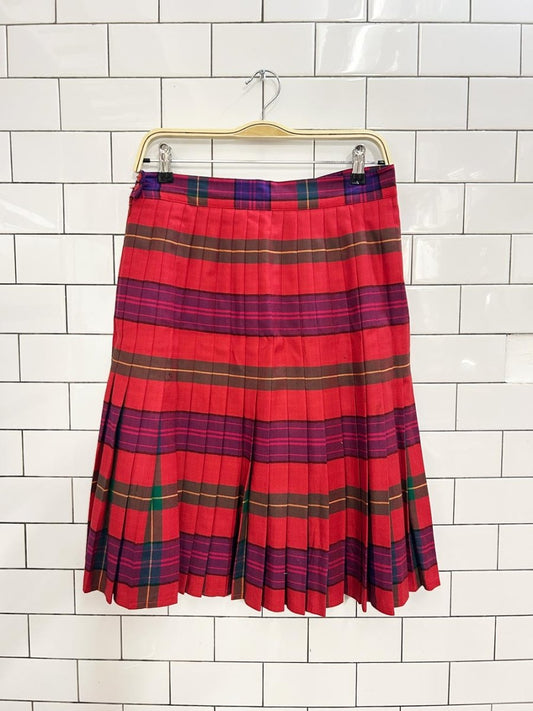 vintage 90s peter nygard wool tartan pleated skirt - good market thrift store