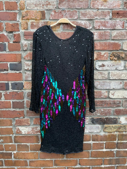 vintage lori anne beaded silk jazzy party dress