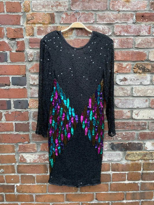 vintage lori anne beaded silk jazzy party dress