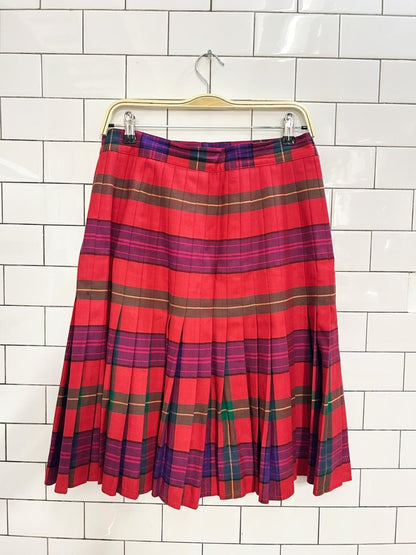 vintage 90s peter nygard wool tartan pleated skirt - good market thrift store