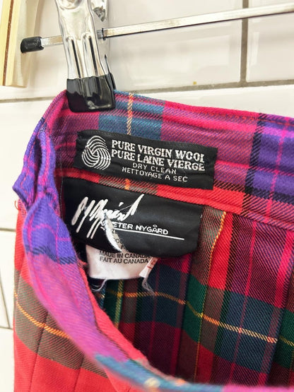 vintage 90s peter nygard wool tartan pleated skirt - good market thrift store